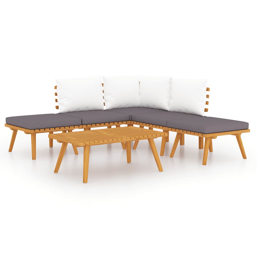 4-Tlg. Garten-Lounge-Set Mit Kissen Massivholz Akazie