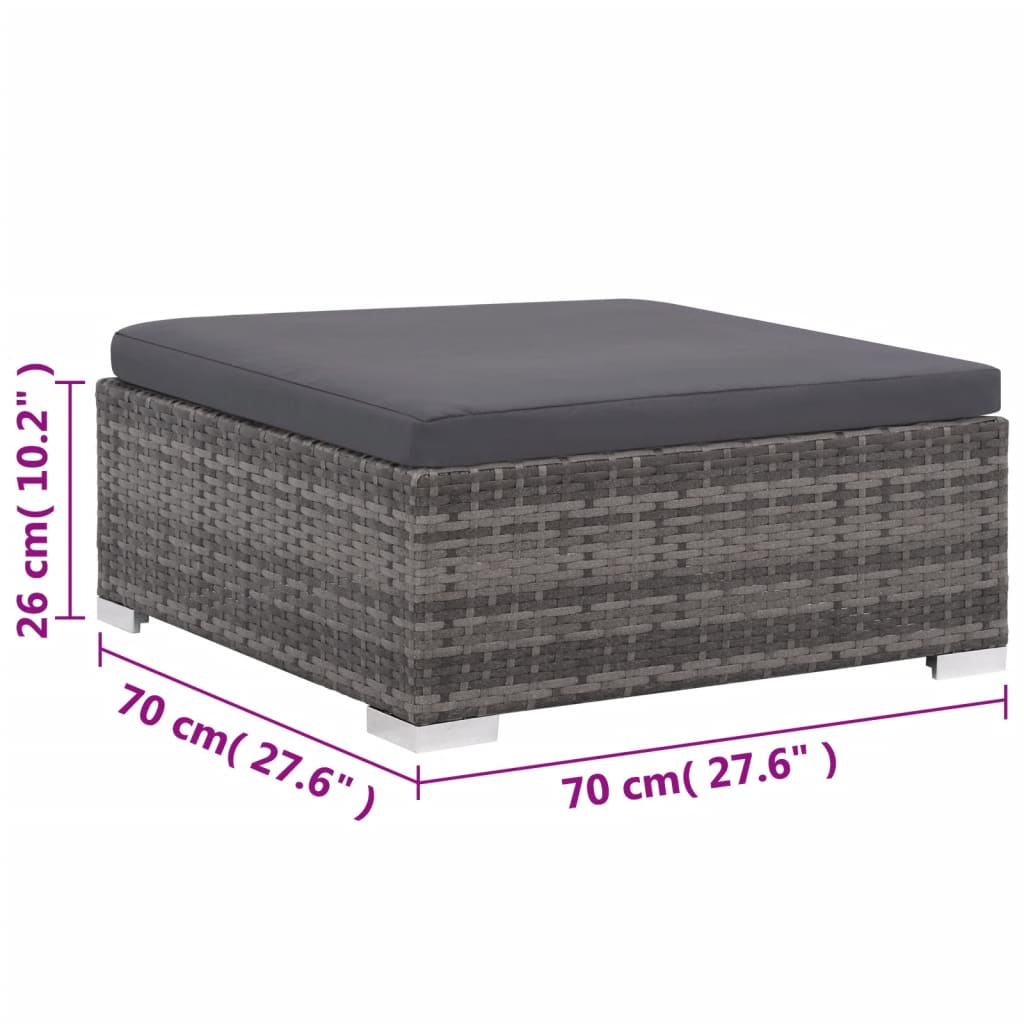 6-Tlg. Garten-Lounge-Set Mit Kissen Poly Rattan Grau