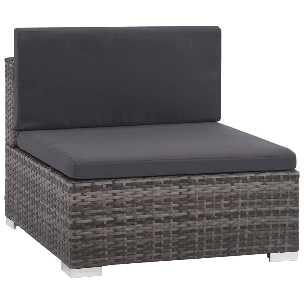 6-Tlg. Garten-Lounge-Set Mit Kissen Poly Rattan Grau