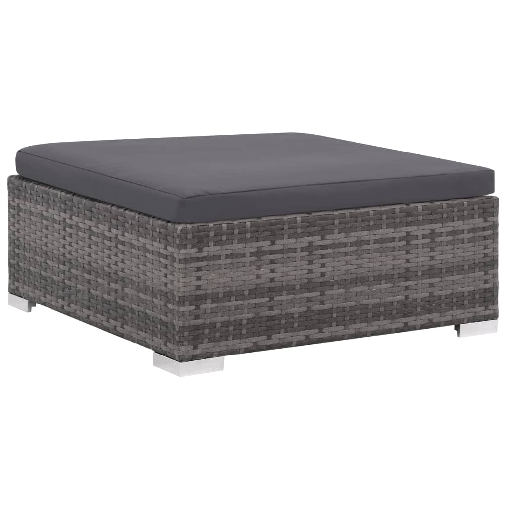 6-Tlg. Garten-Lounge-Set Mit Kissen Poly Rattan Grau