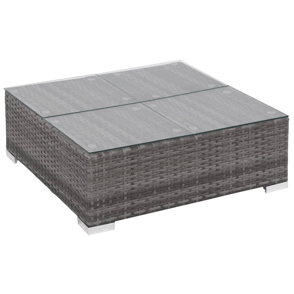 6-Tlg. Garten-Lounge-Set Mit Kissen Poly Rattan Grau