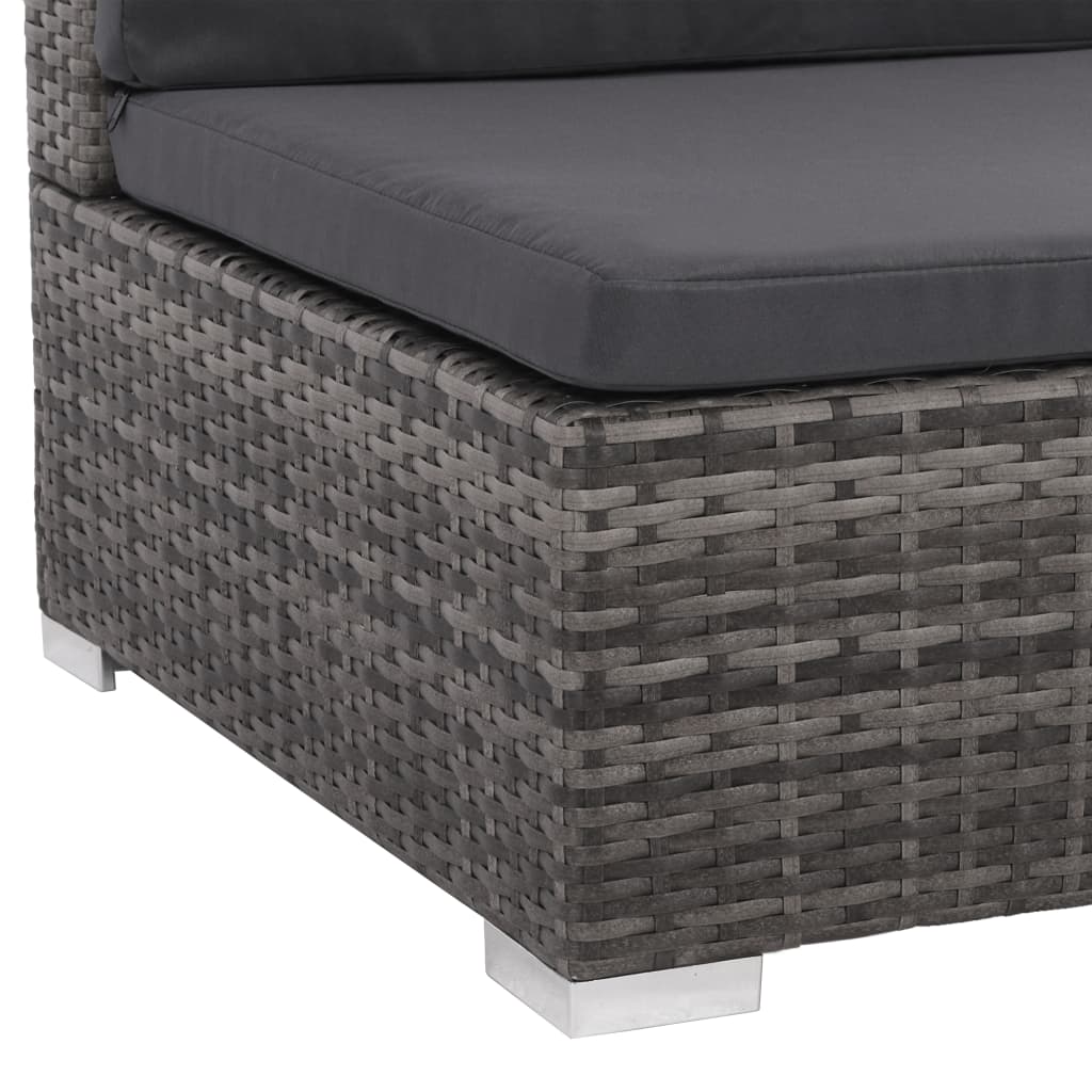6-Tlg. Garten-Lounge-Set Mit Kissen Poly Rattan Grau