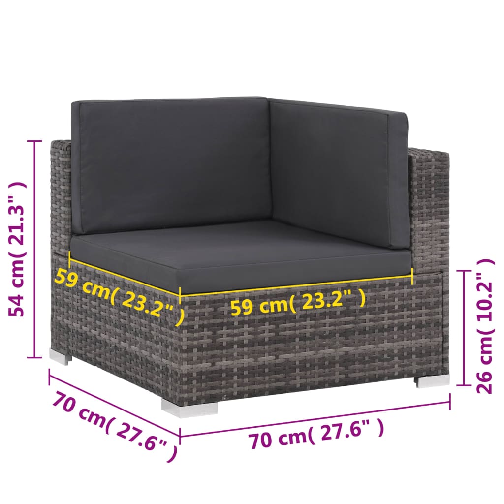 6-Tlg. Garten-Lounge-Set Mit Kissen Poly Rattan Grau