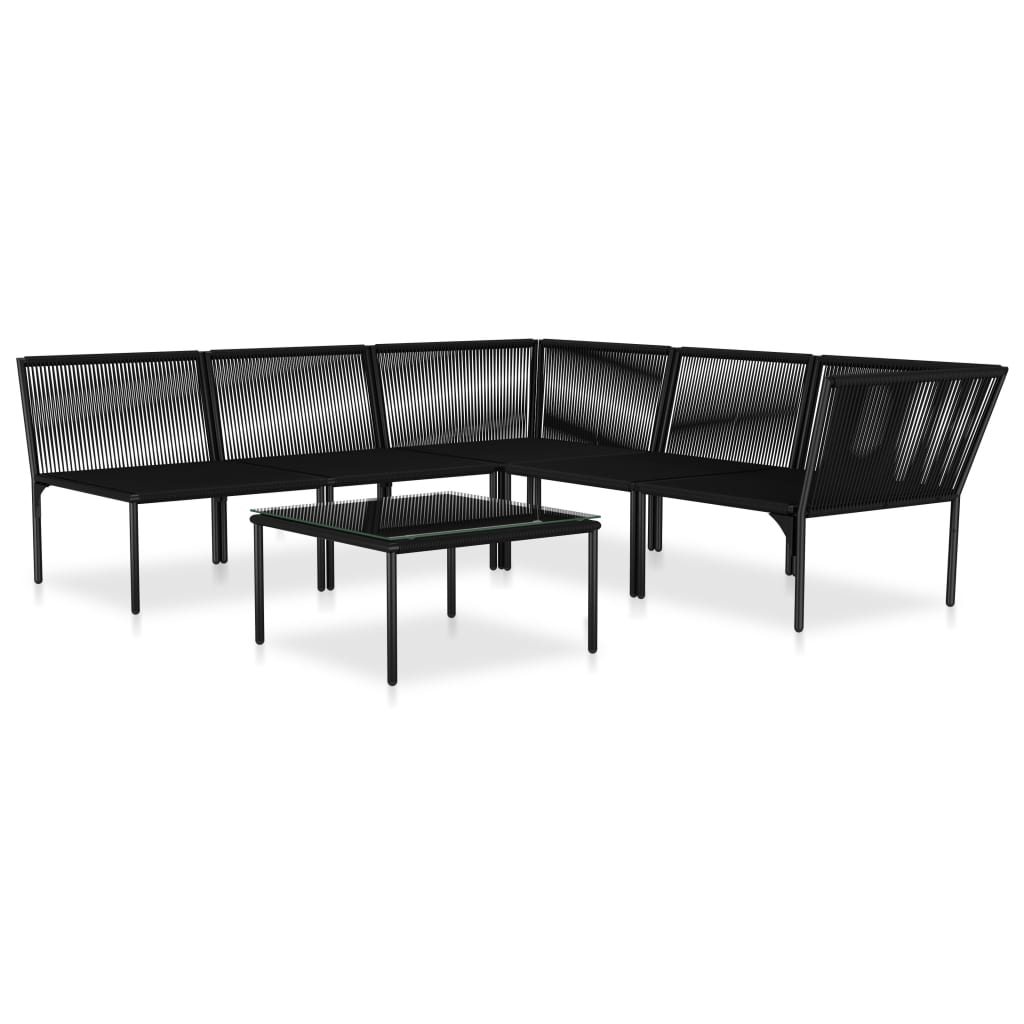 6-Tlg. Garten-Lounge-Set Mit Auflagen Schwarz Pvc