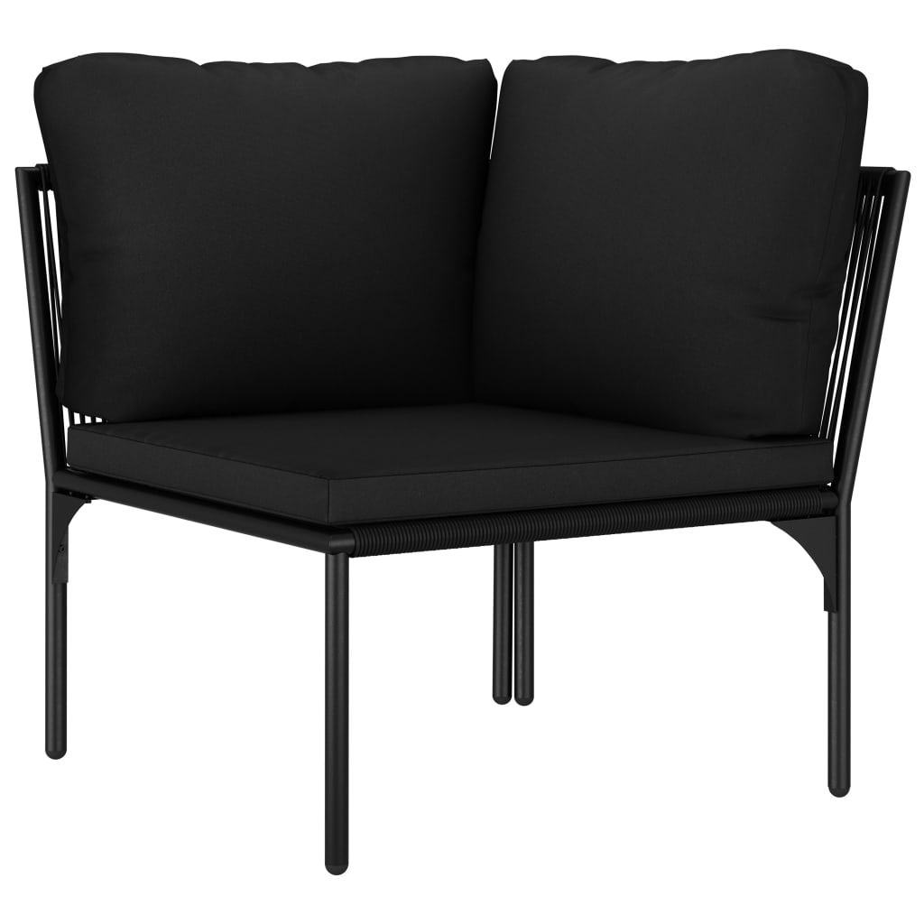 6-Tlg. Garten-Lounge-Set Mit Auflagen Schwarz Pvc