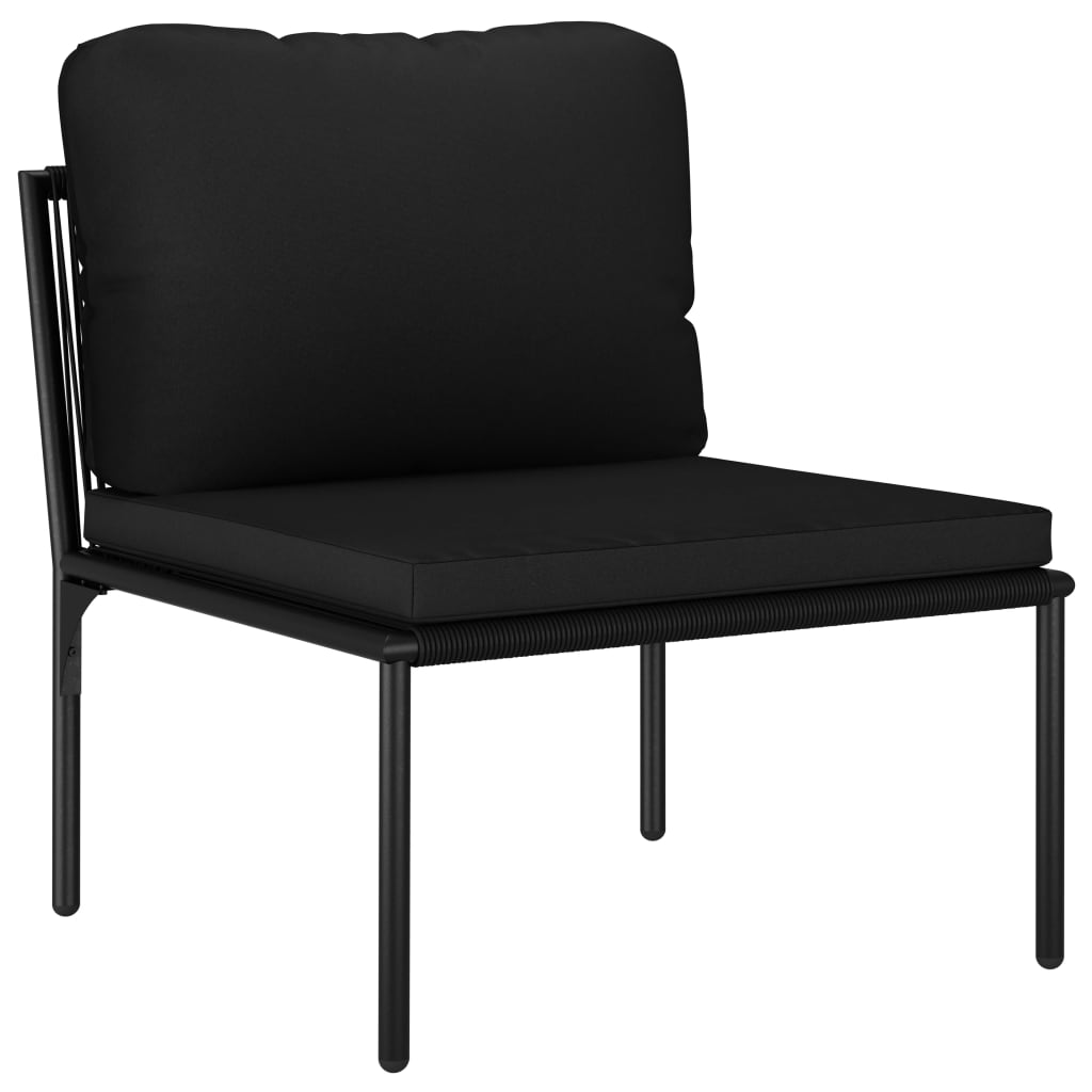 6-Tlg. Garten-Lounge-Set Mit Auflagen Schwarz Pvc