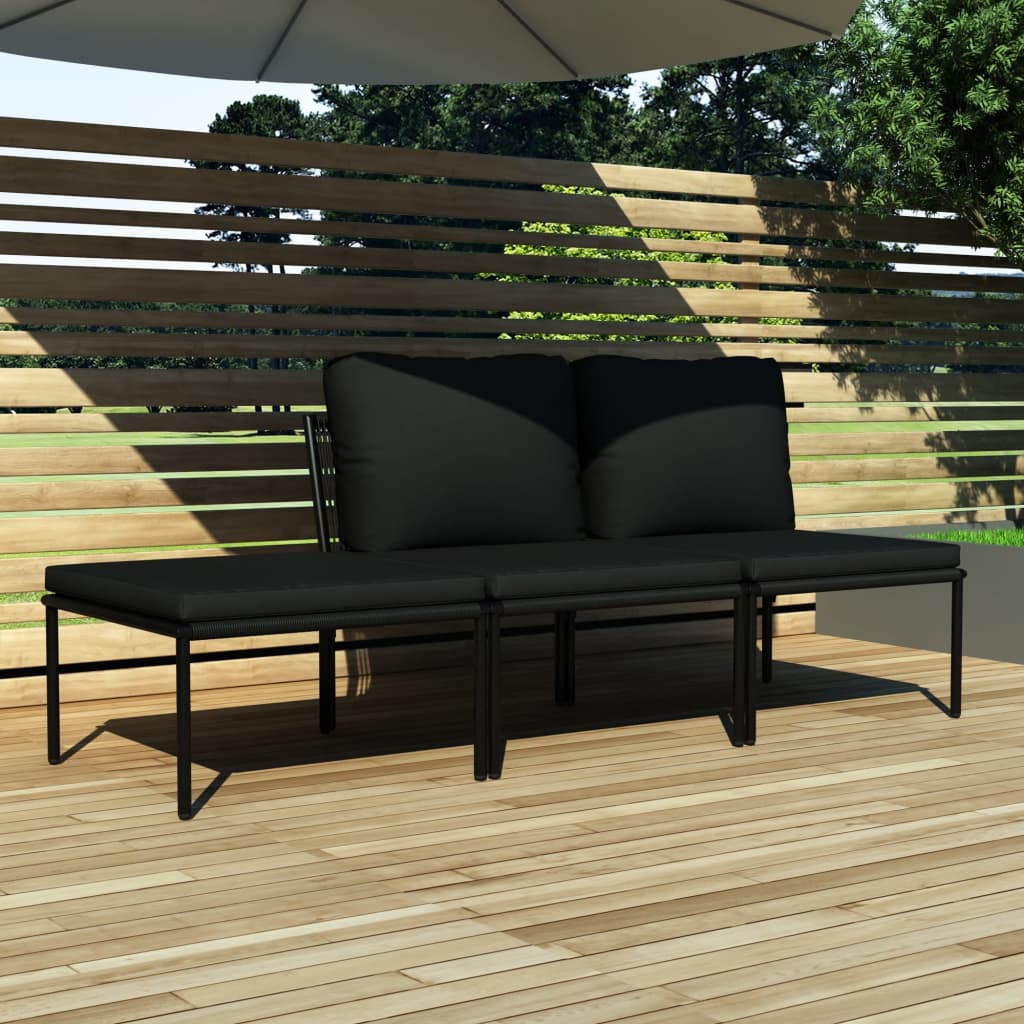 6-Tlg. Garten-Lounge-Set Mit Auflagen Schwarz Pvc