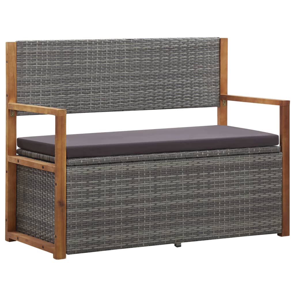 Bank Mit Stauraum 115 Cm Poly Rattan Massivholz Akazie