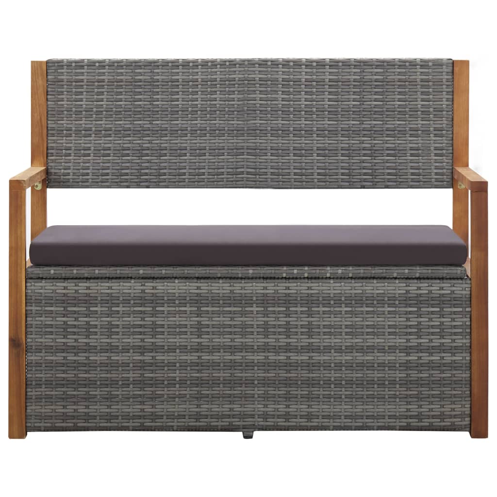 Bank Mit Stauraum 115 Cm Poly Rattan Massivholz Akazie