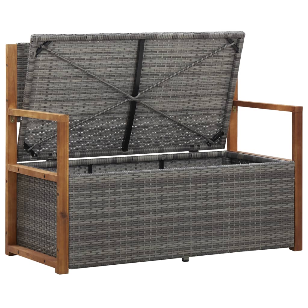 Bank Mit Stauraum 115 Cm Poly Rattan Massivholz Akazie