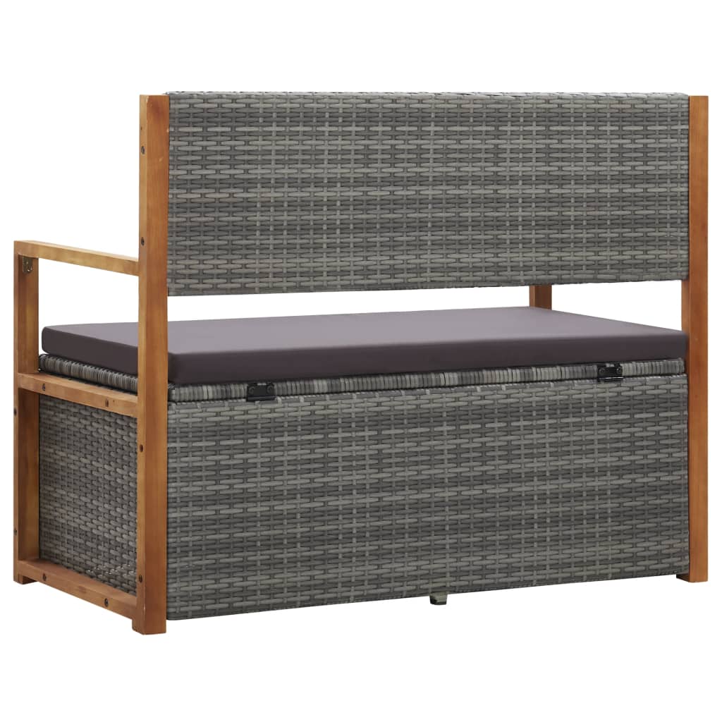 Bank Mit Stauraum 115 Cm Poly Rattan Massivholz Akazie