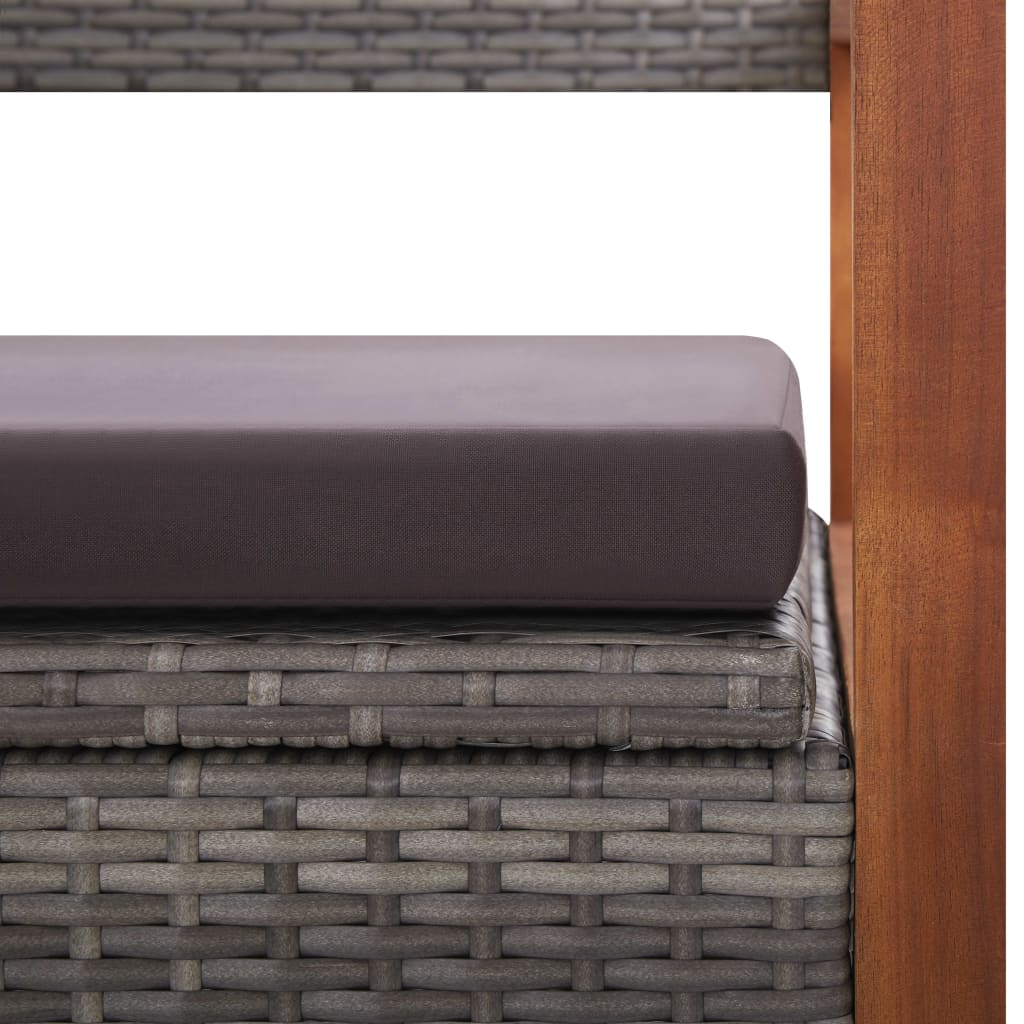 Bank Mit Stauraum 115 Cm Poly Rattan Massivholz Akazie