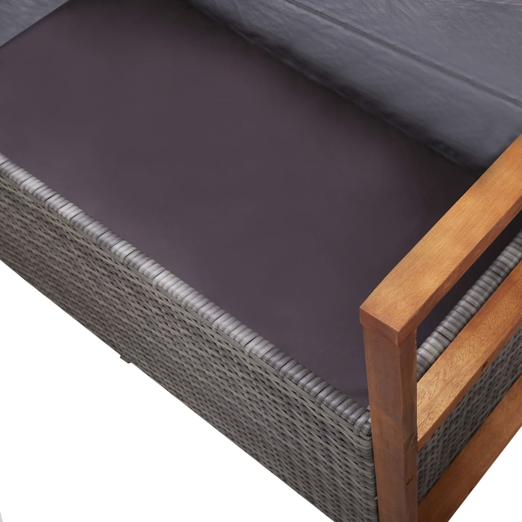 Bank Mit Stauraum 115 Cm Poly Rattan Massivholz Akazie