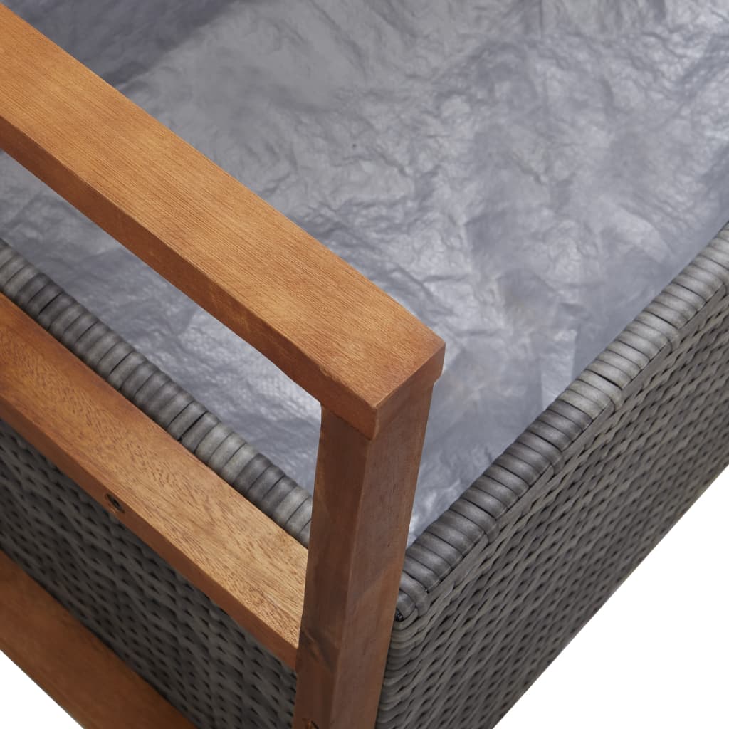 Bank Mit Stauraum 115 Cm Poly Rattan Massivholz Akazie