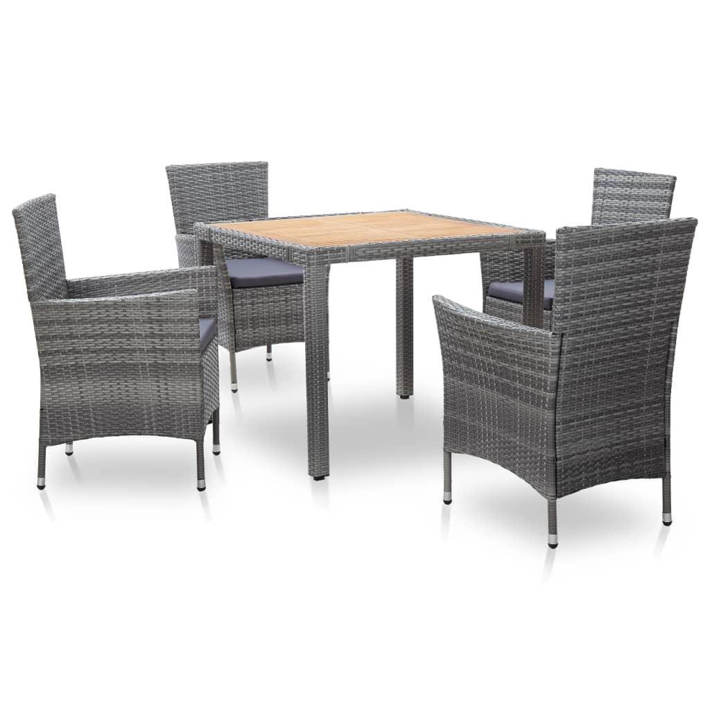 9-Tlg. Garten-Essgruppe Mit Kissen Poly Rattan Schwarz