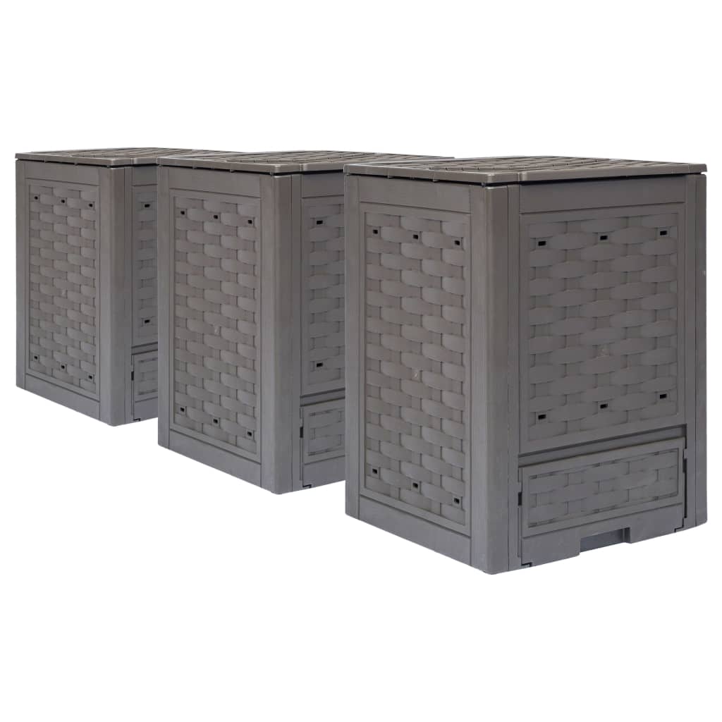 Gartenkomposter 2 Stk. Braun 60X60X83Cm Kunststoff Rattan