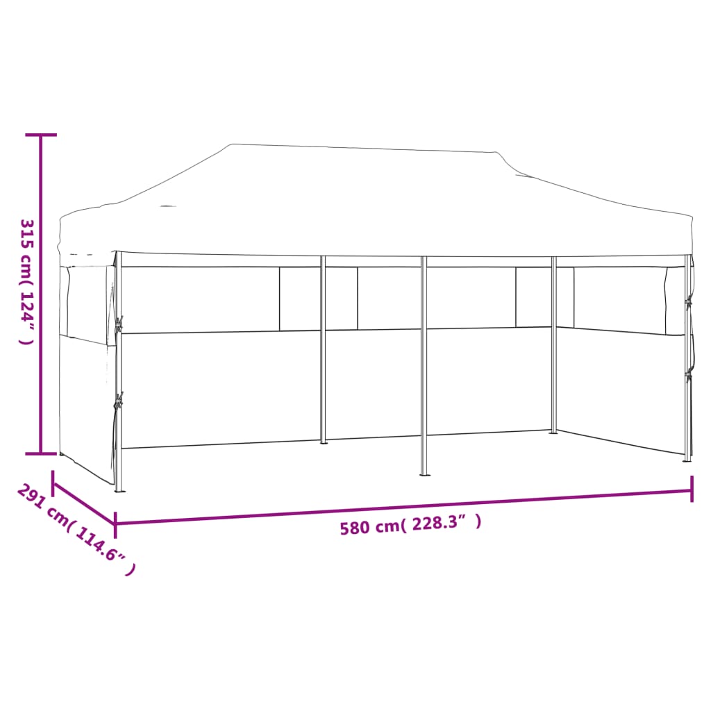 Pop-Up Partyzelt Mit Seitenwänden Faltbar 3X6 M Stahl Weiß