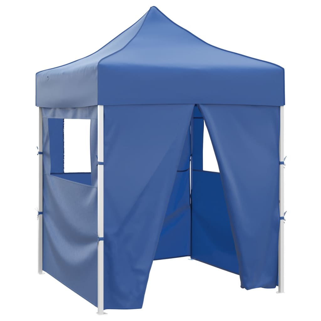 Profi-Partyzelt Faltbar 2×2 M Stahl Blau