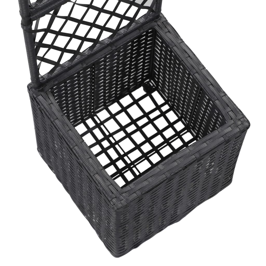 Hochbeet Mit Rankgitter 1 Topf 30X30X107Cm Poly Rattan Schwarz