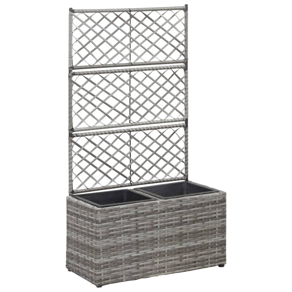 Hochbeet Mit Rankgitter 1 Topf Poly Rattan Grau