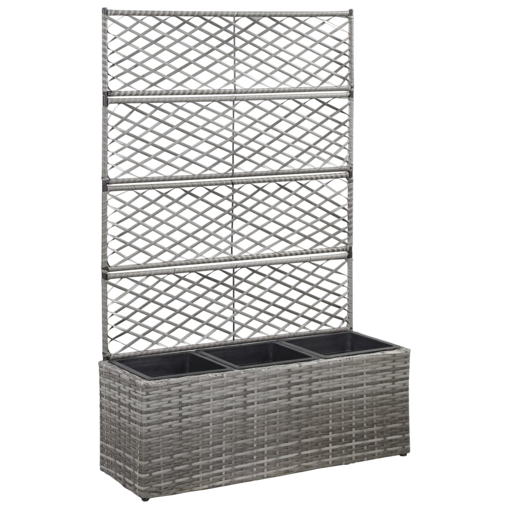 Hochbeet Mit Rankgitter 1 Topf Poly Rattan Grau