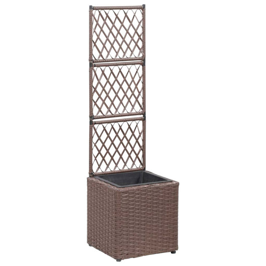 Hochbeet Mit Rankgitter 1 Topf Poly Rattan Braun