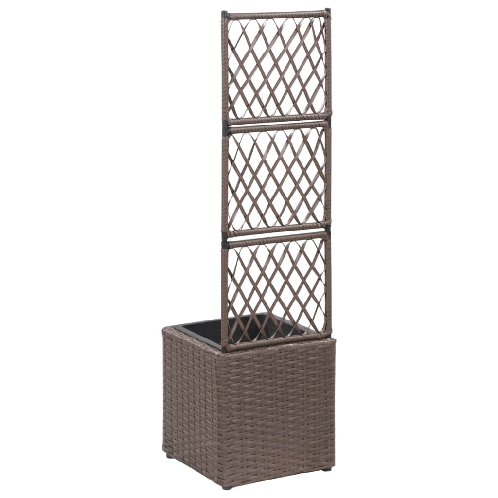 Hochbeet Mit Rankgitter 1 Topf Poly Rattan Braun