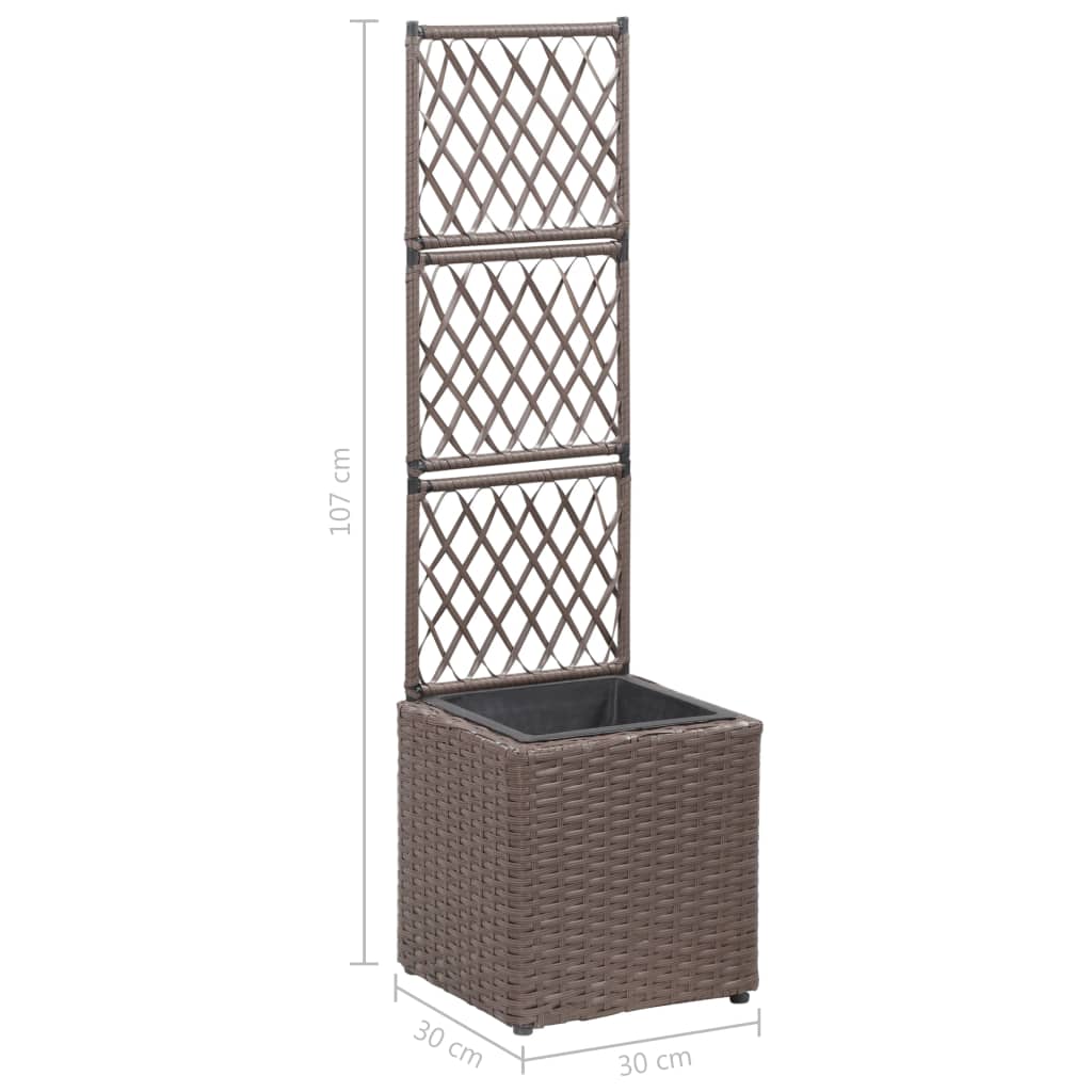 Hochbeet Mit Rankgitter 1 Topf Poly Rattan Braun