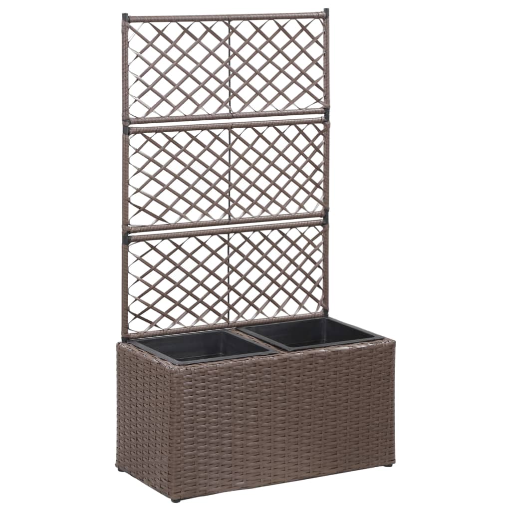 Hochbeet Mit Rankgitter 1 Topf Poly Rattan Braun