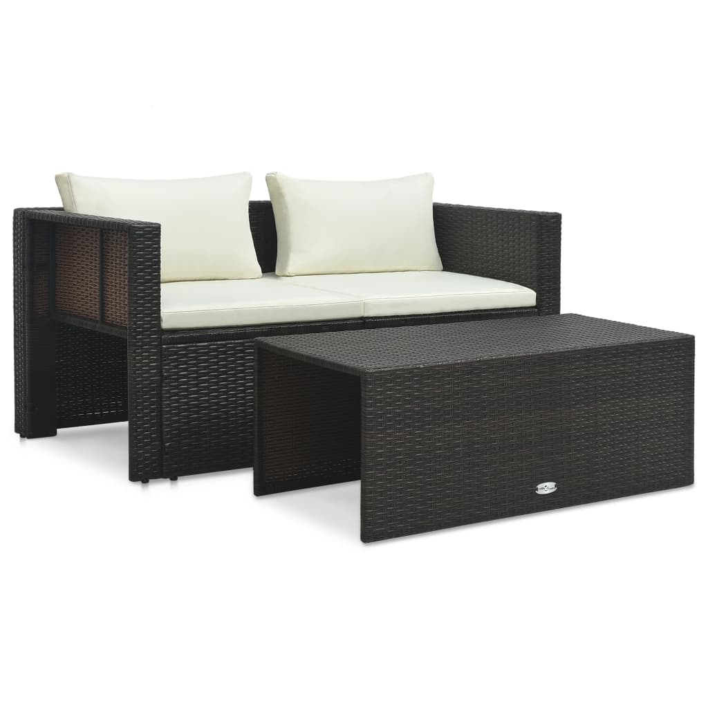 6-Tlg. Garten-Lounge-Set Mit Auflagen Poly Rattan Braun