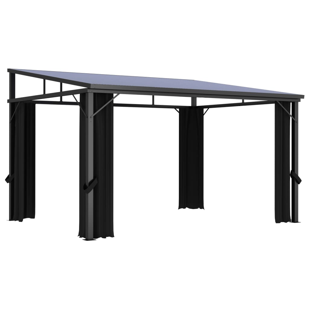 Pavillon Mit Vorhängen 405X294X244 Cm Anthrazit