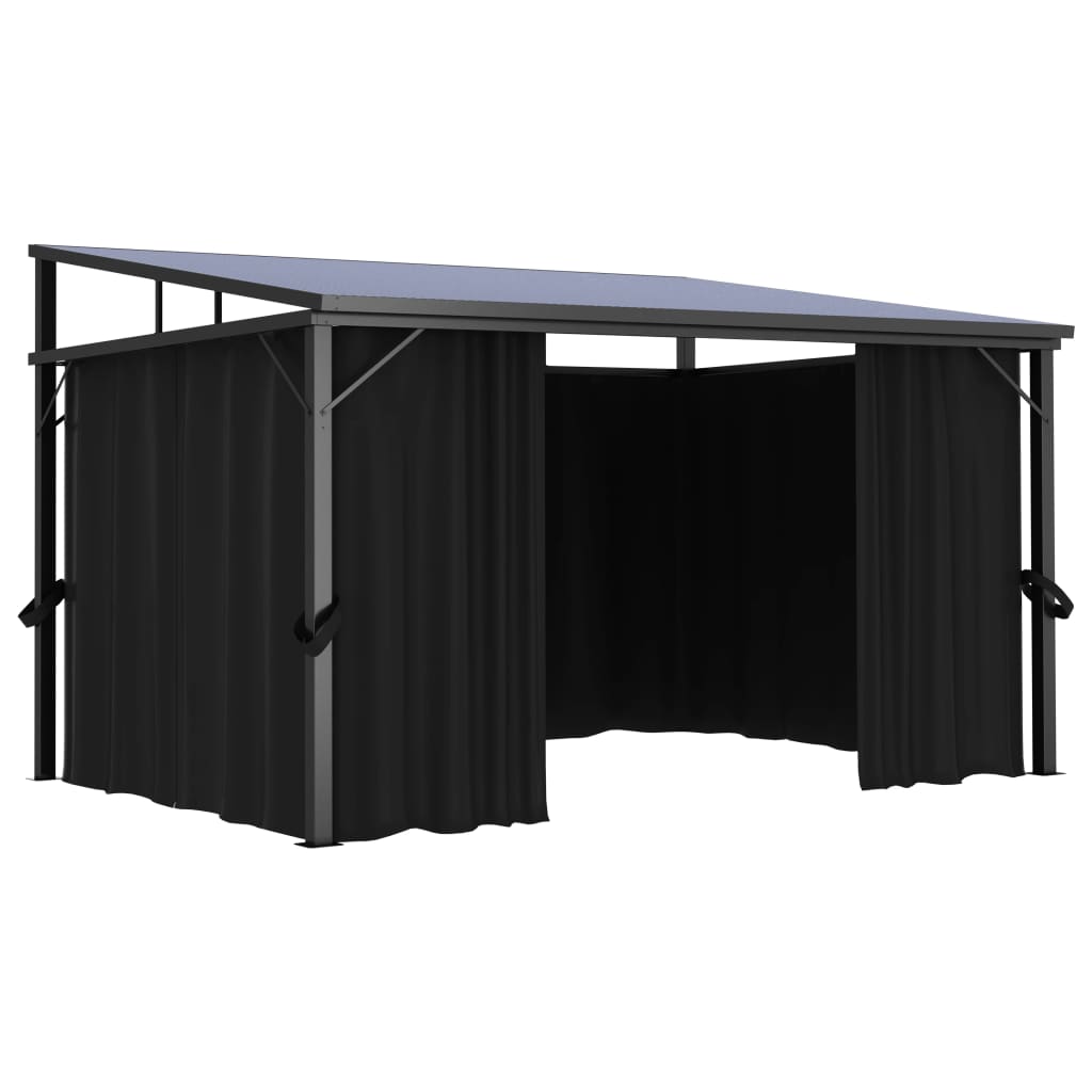 Pavillon Mit Vorhängen 405X294X244 Cm Anthrazit