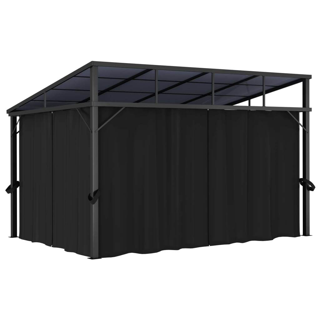 Pavillon Mit Vorhängen 405X294X244 Cm Anthrazit