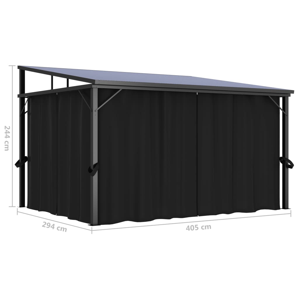 Pavillon Mit Vorhängen 405X294X244 Cm Anthrazit