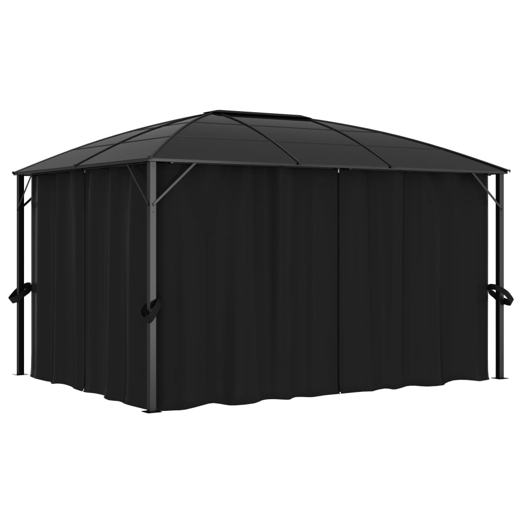 Pavillon Mit Vorhängen 400 X 300 X 265 Cm Anthrazit