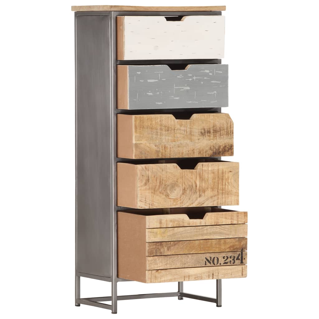Beistellschrank Mit Schubladen 45X30X105 Cm Mango Massivholz