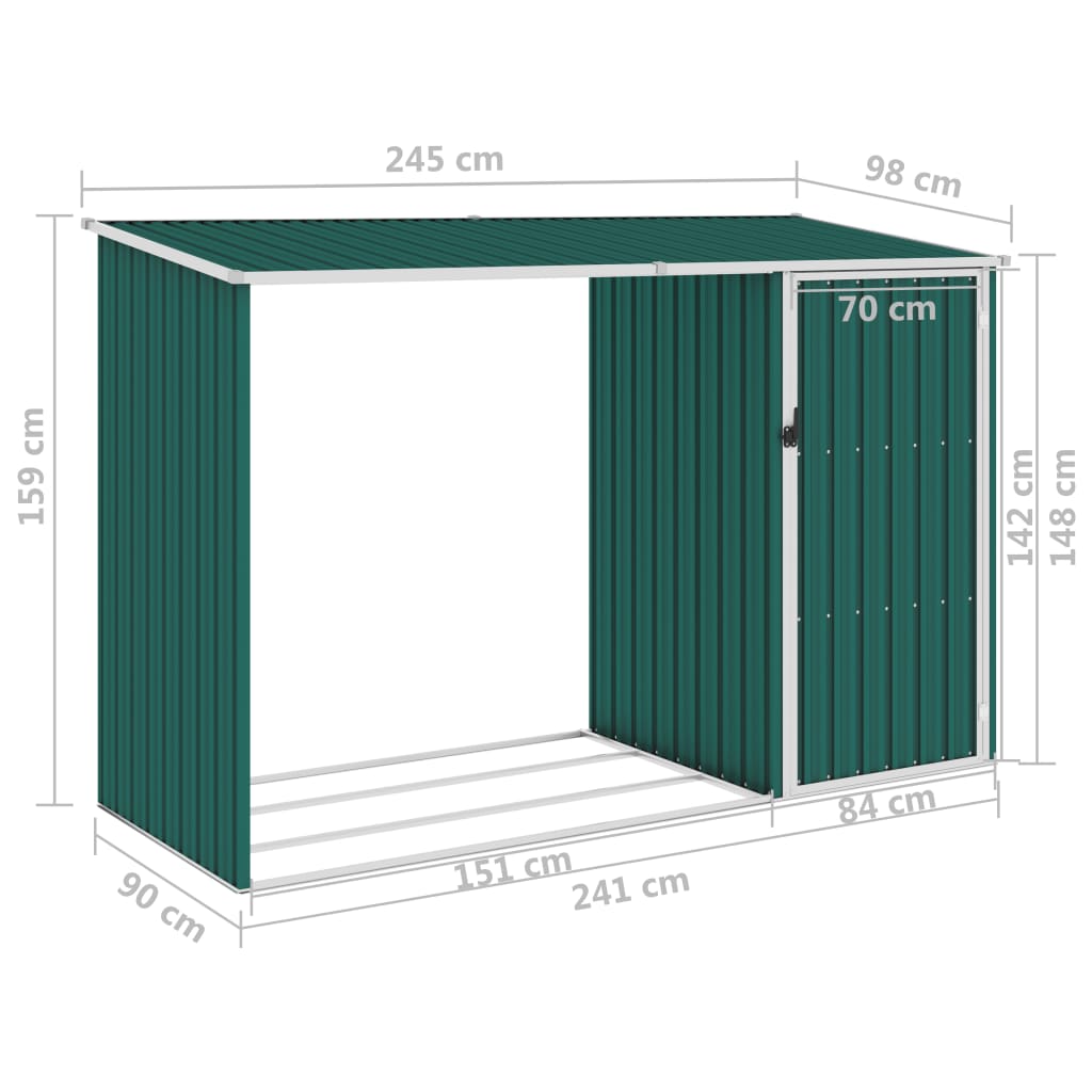 Garten Brennholzlager 245X98X159 Cm Verzinkter Stahl
