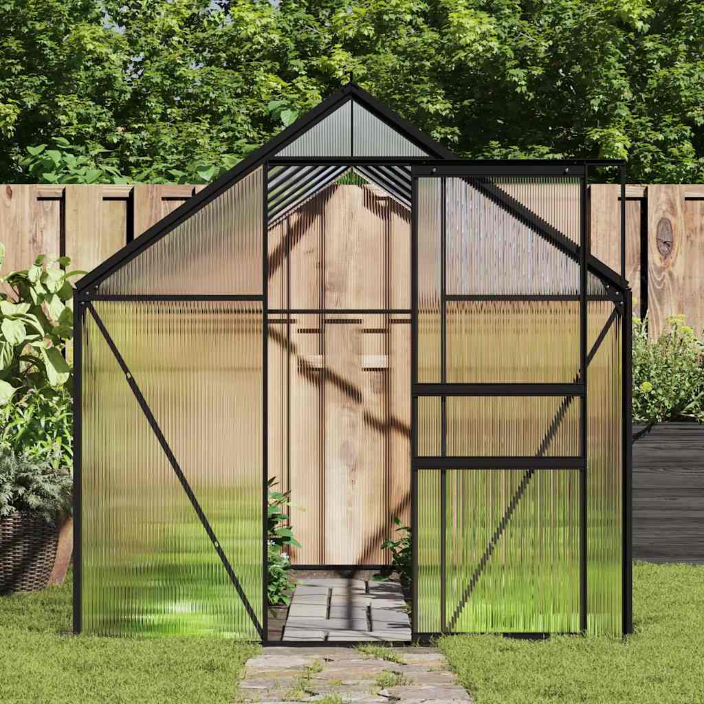 Gewächshaus Mit Fundament Anthrazit Aluminium 3,61 M²