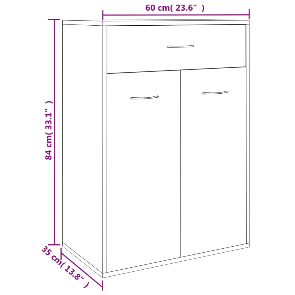 Schuhschrank Sonoma-Eiche 60X35X84 Cm Holzwerkstoff Sonoma Eiche