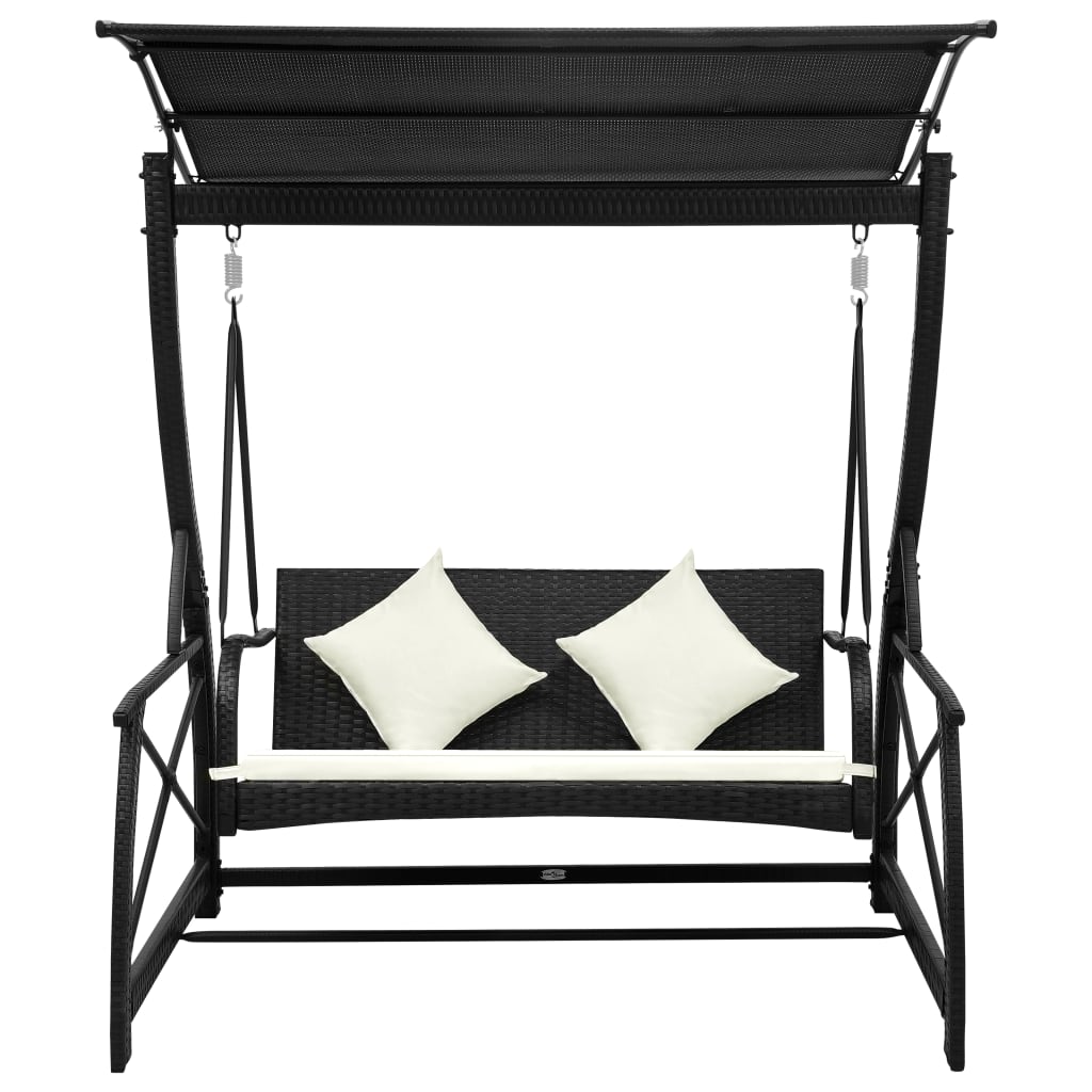 Hollywoodschaukel 3-Sitzer Mit Dach Poly Rattan