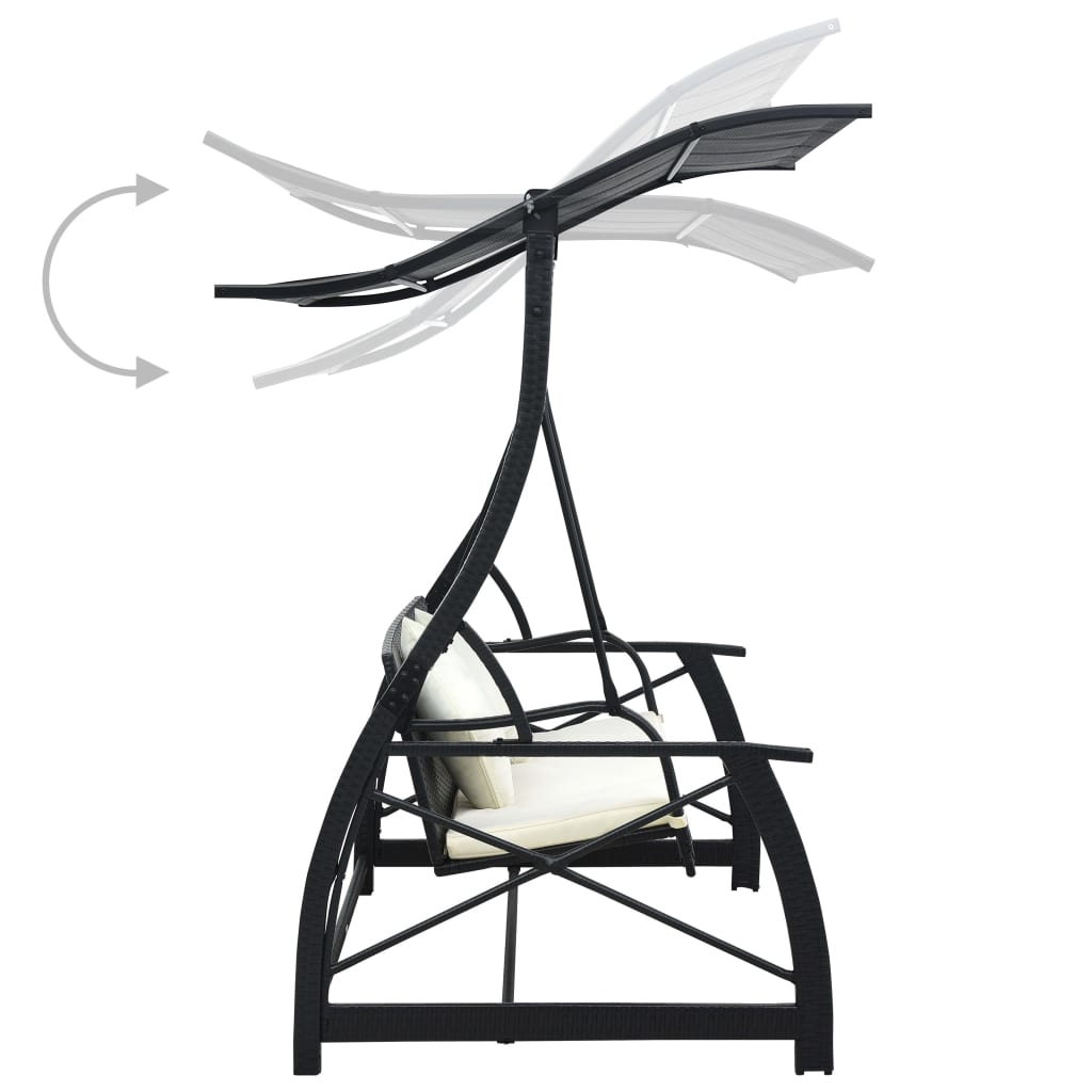 Hollywoodschaukel 3-Sitzer Mit Dach Poly Rattan