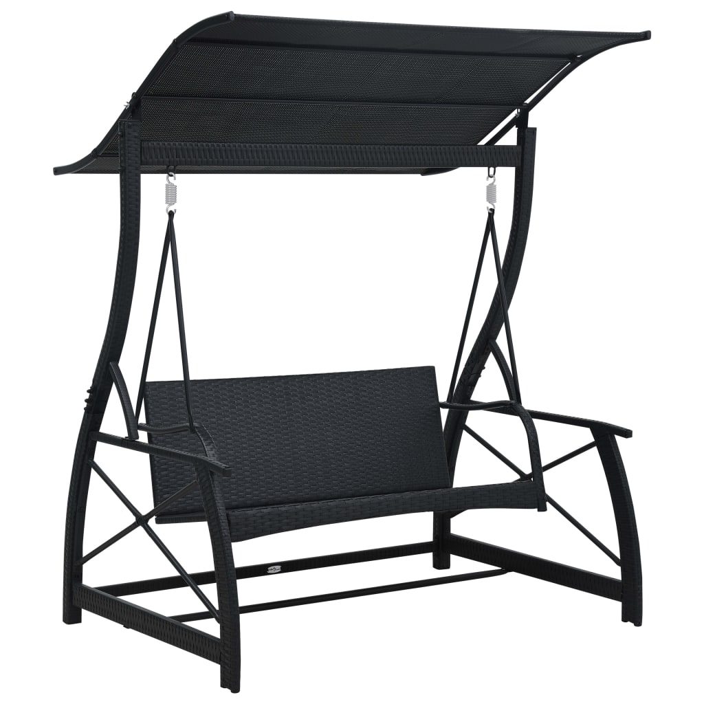 Hollywoodschaukel 3-Sitzer Mit Dach Poly Rattan