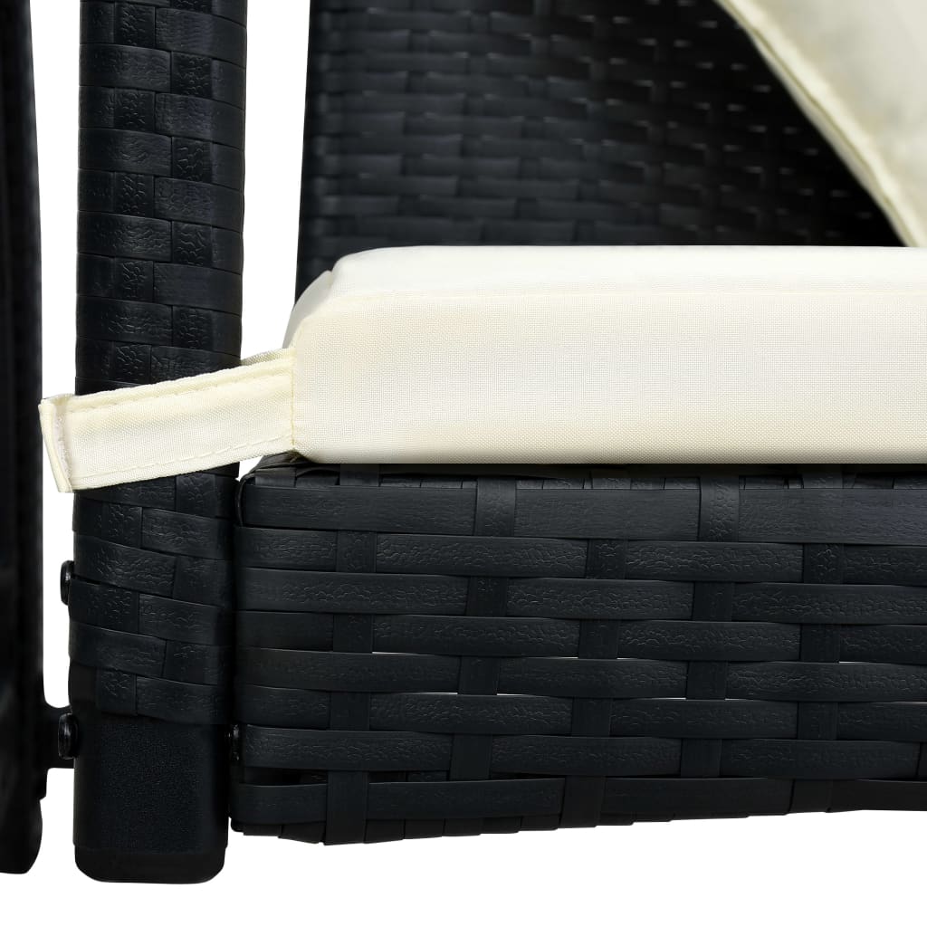 Hollywoodschaukel 3-Sitzer Mit Dach Poly Rattan