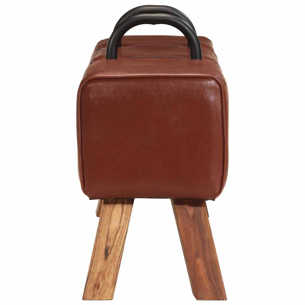 Vintage Turnbock-Bank Mit Griffen Echtes Ziegenleder