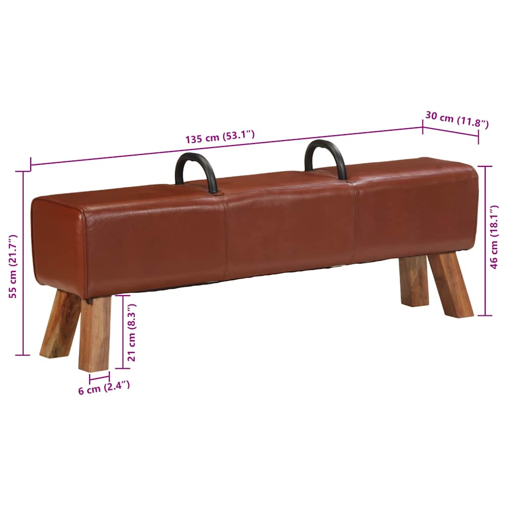 Vintage Turnbock-Bank Mit Griffen Echtes Ziegenleder