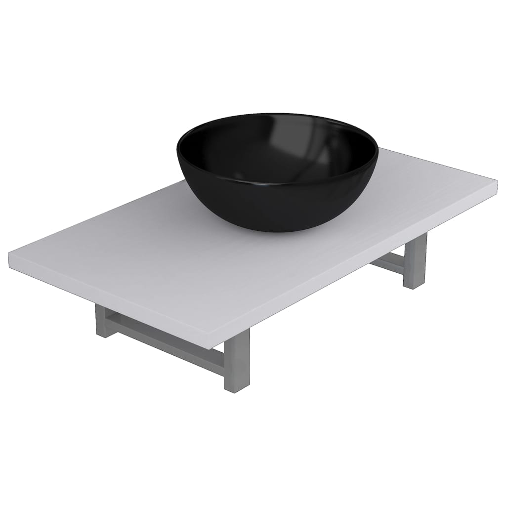 2-Tlg. Badmöbel-Set Keramik Weiß