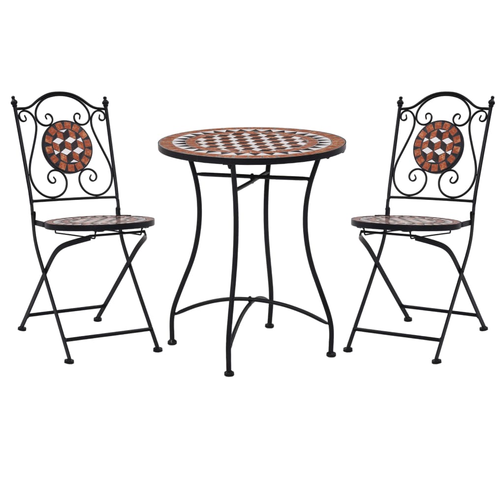 3-Tlg. Bistro-Set Mosaik Keramik
