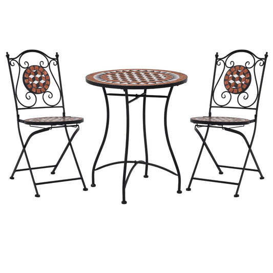 3-Tlg. Bistro-Set Mosaik Keramik