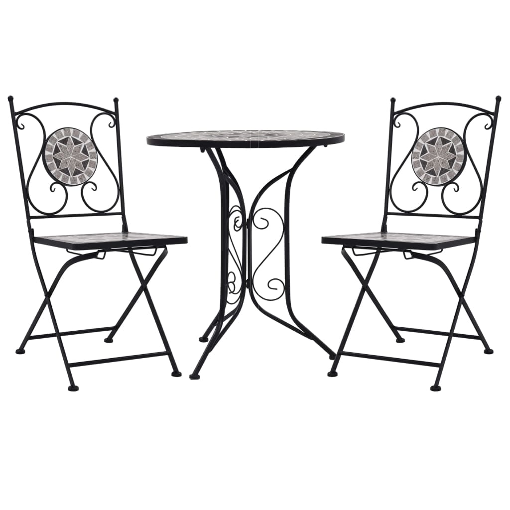 3-Tlg. Bistro-Set Mosaik Keramik