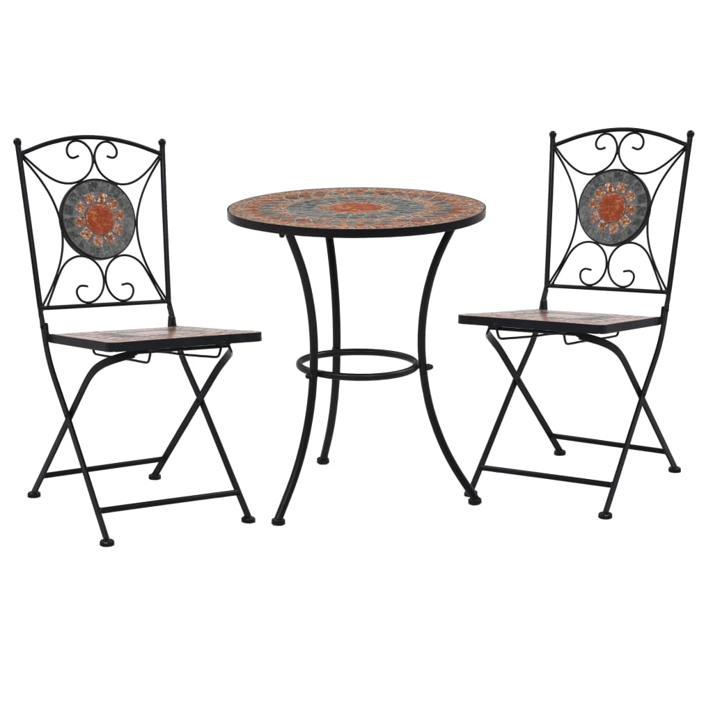 3-Tlg. Bistro-Set Mosaik Keramik